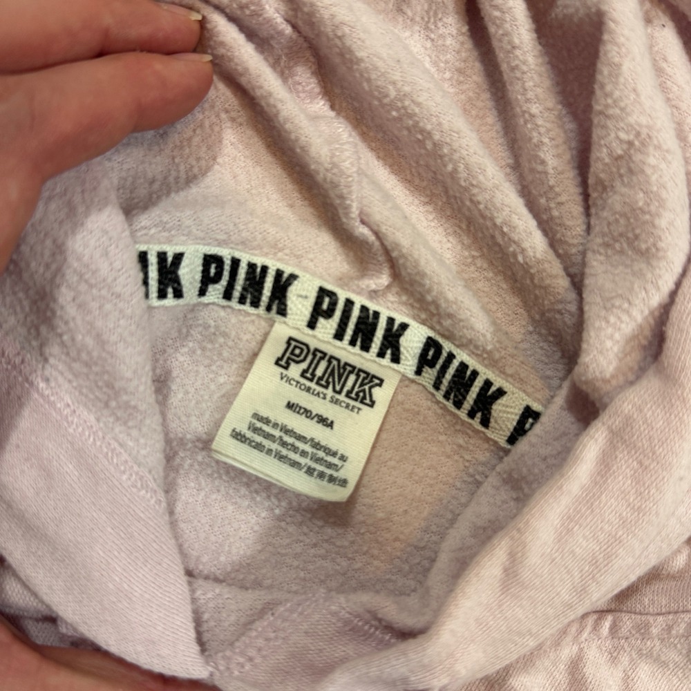 Pink Victoria's Secret Hoodie Women M Pink Good Logo Tape Pullover 370886-A68 - Picture 4 of 7